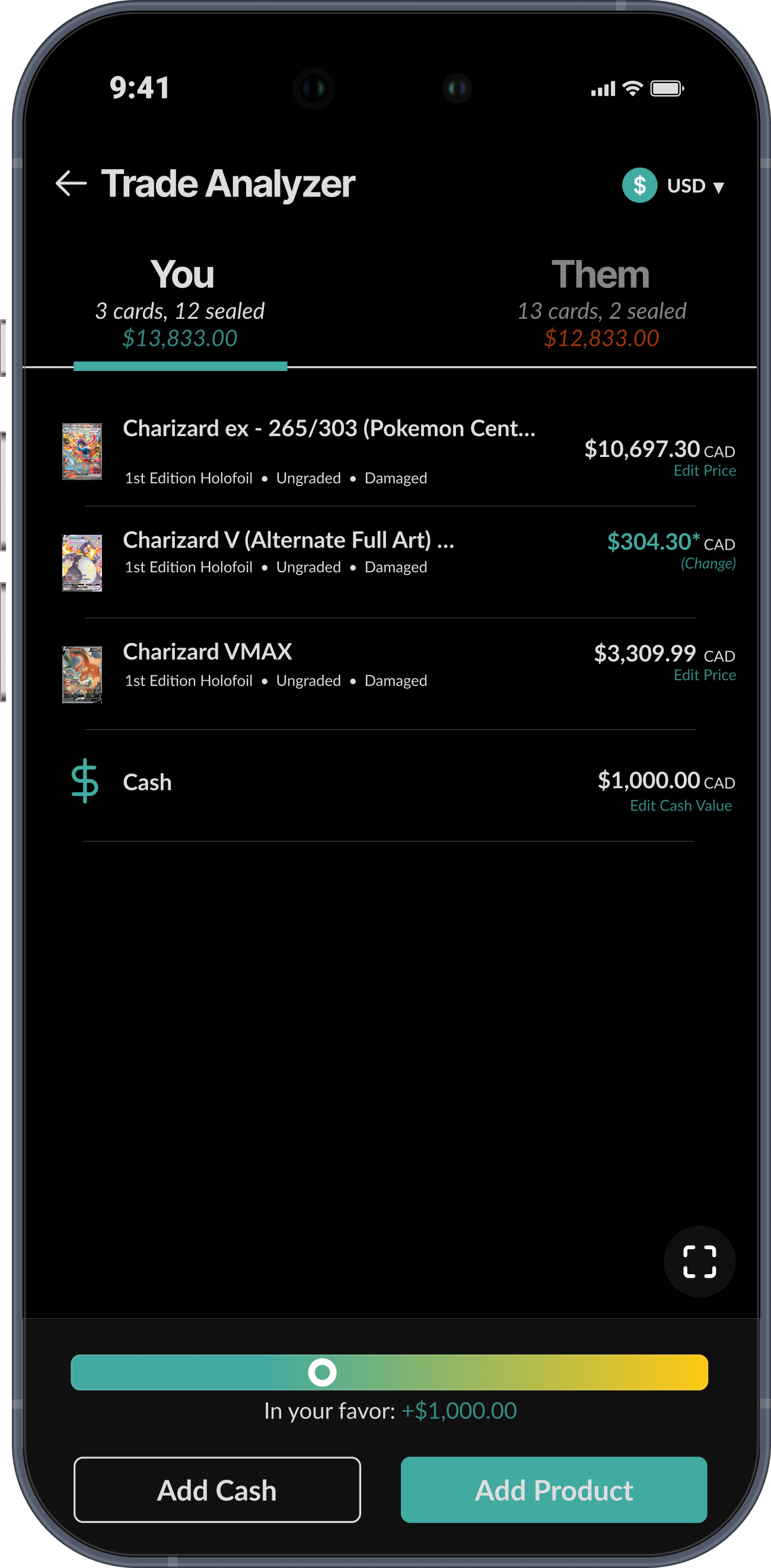 Collectr Trade View summary